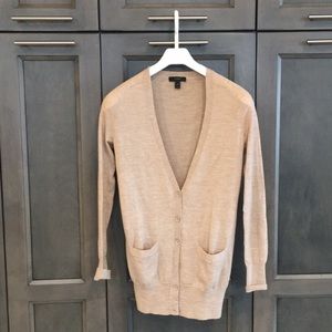 J. Crew Long Merino Wool Cardigan in Blush color